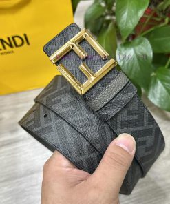 FENDI style with width of 4.0CM, double ring front and back waist belt, FF nail buckle, gray vdg6p0dc