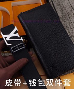 LV. Louis Vuitton Double Piece SetWooden box, belt+wallet, two-piece setGrade: Imported 100% kllsv1gs