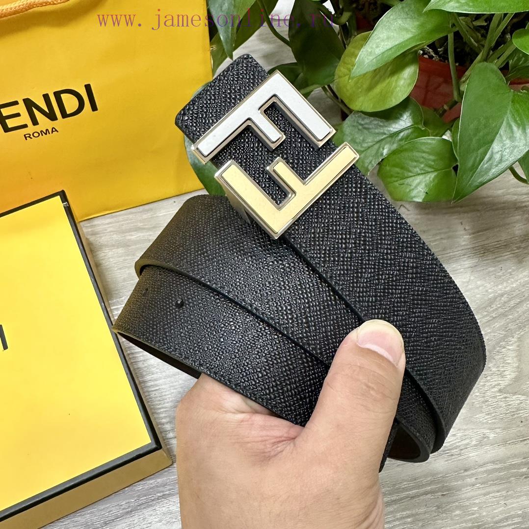 FENDL 40MM wide double-sided original calf leather with a single ruthenium palladium plated 9nkktve6
