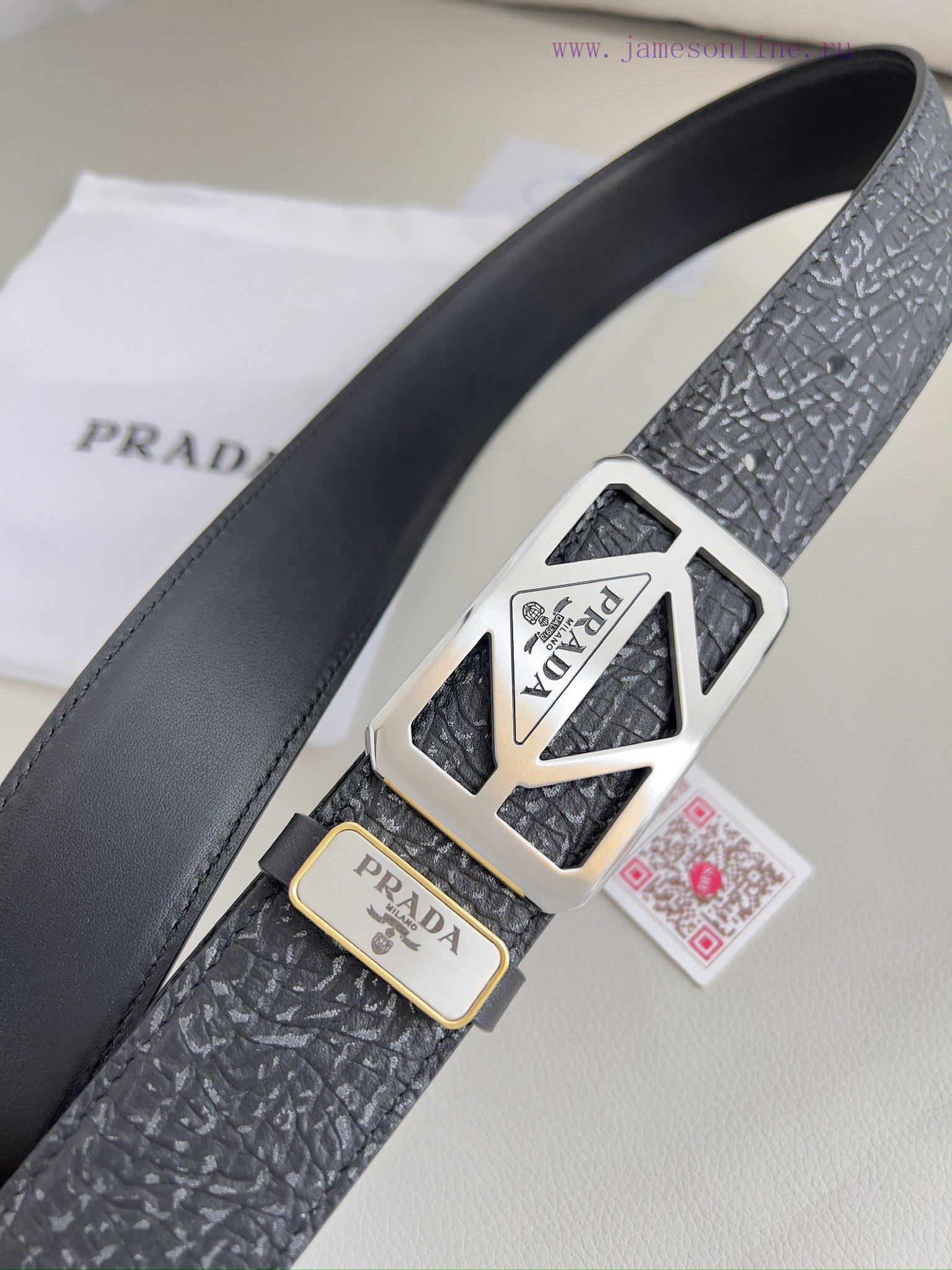 Prada PRADA ️ Belt and beltBuckle, classic pure steel material buckle, top layer cowhide, ph 84ggy0cc - Image 5