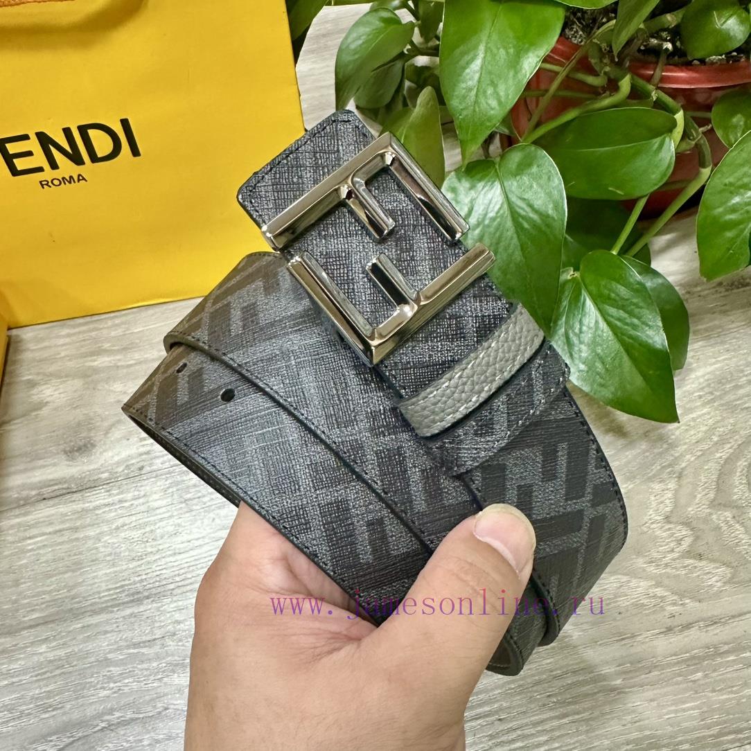 FENDI FendiFull set of the same width 4.0CM double ring front and back waist belt FF nail bu rl6o9aqq