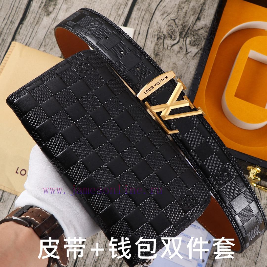 LV. Yilu Weideng Double Piece SetWooden box, belt+wallet, two-piece setGrade: Imported 100% ywq2400n - Image 4