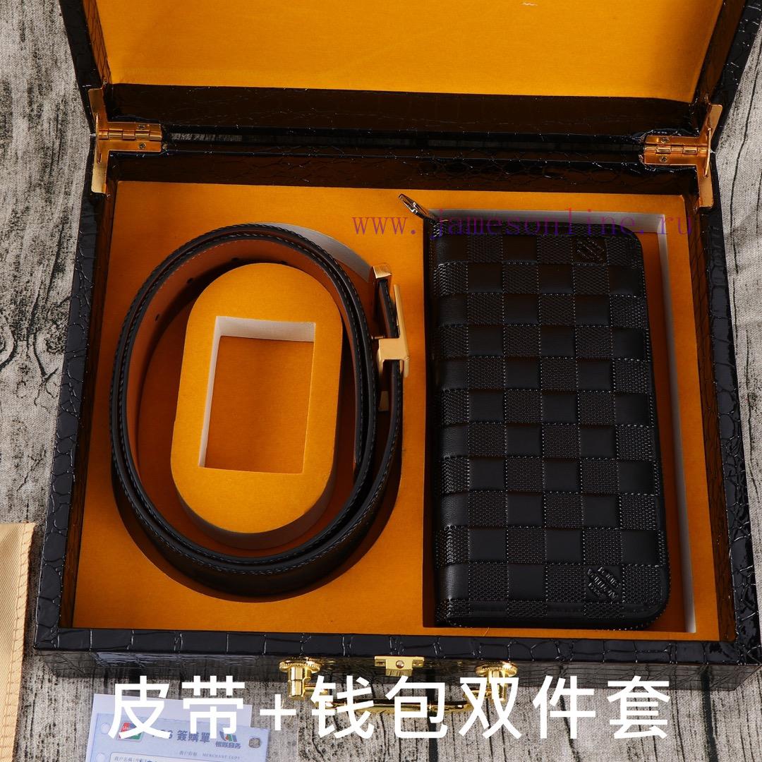 LV. Yilu Weideng Double Piece SetWooden box, belt+wallet, two-piece setGrade: Imported 100% ywq2400n - Image 10