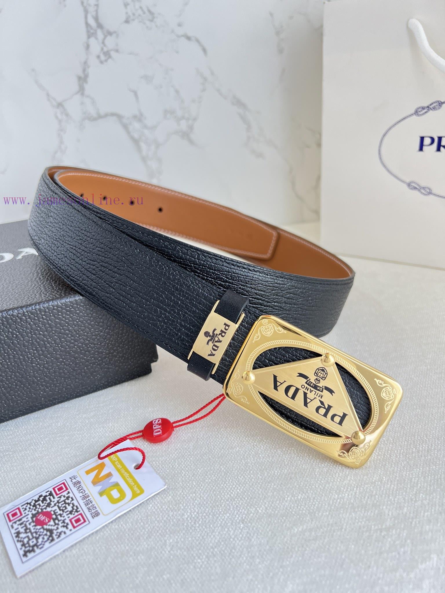 Prada PRADA ️ Belt and beltBuckle, classic pure steel material buckle, top layer cowhide, ph xim1nwz9 - Image 2
