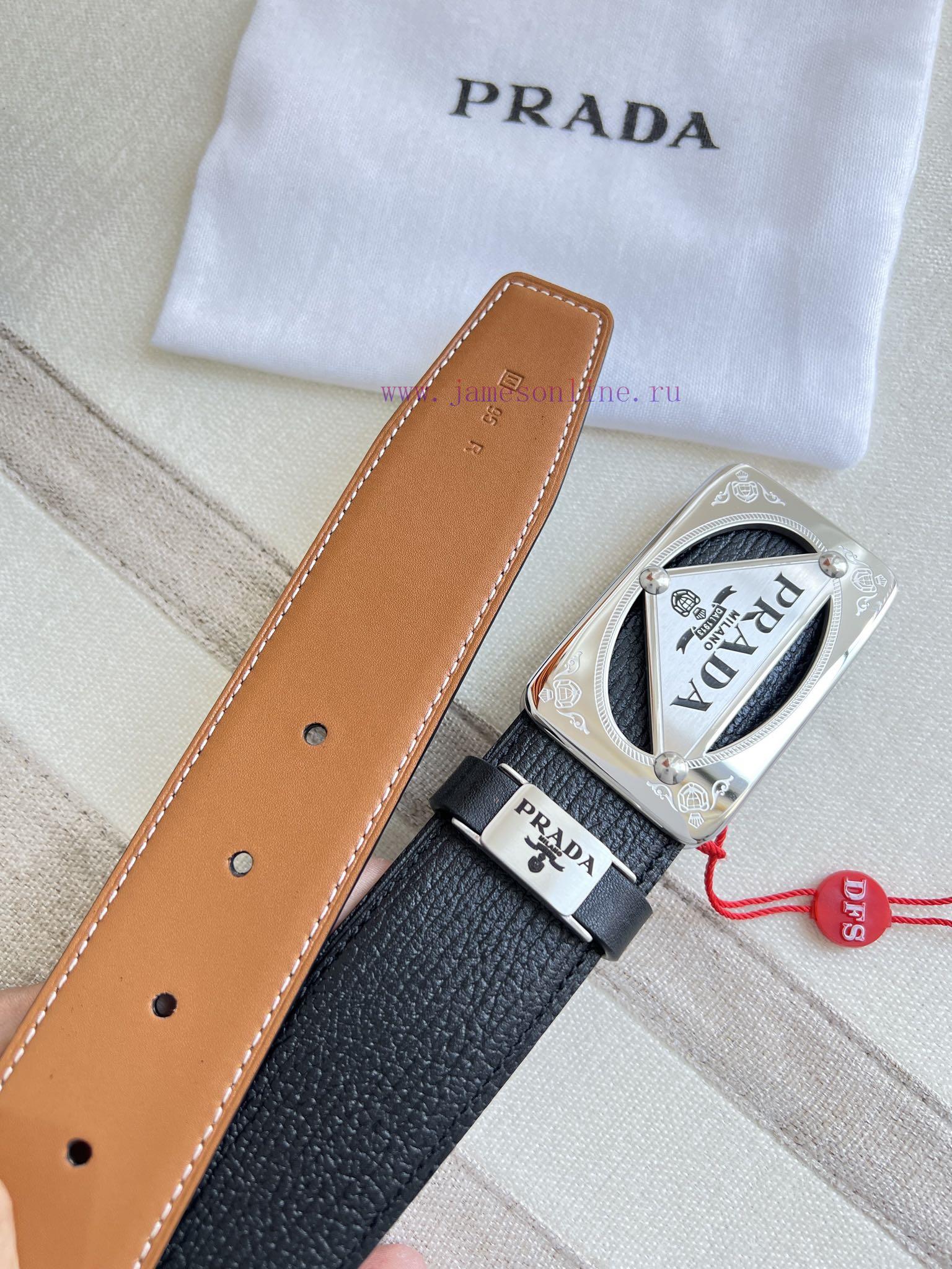 Prada PRADA ️ Belt and beltBuckle, classic pure steel material buckle, top layer cowhide, ph 523sck5r - Image 7