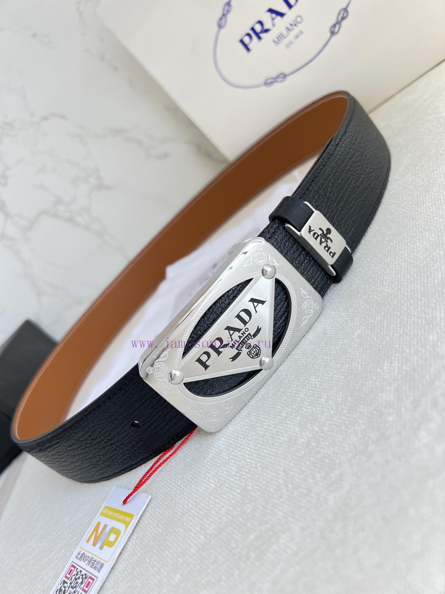 Prada PRADA ️ Belt and beltBuckle, classic pure steel material buckle, top layer cowhide, ph 523sck5r - Image 10