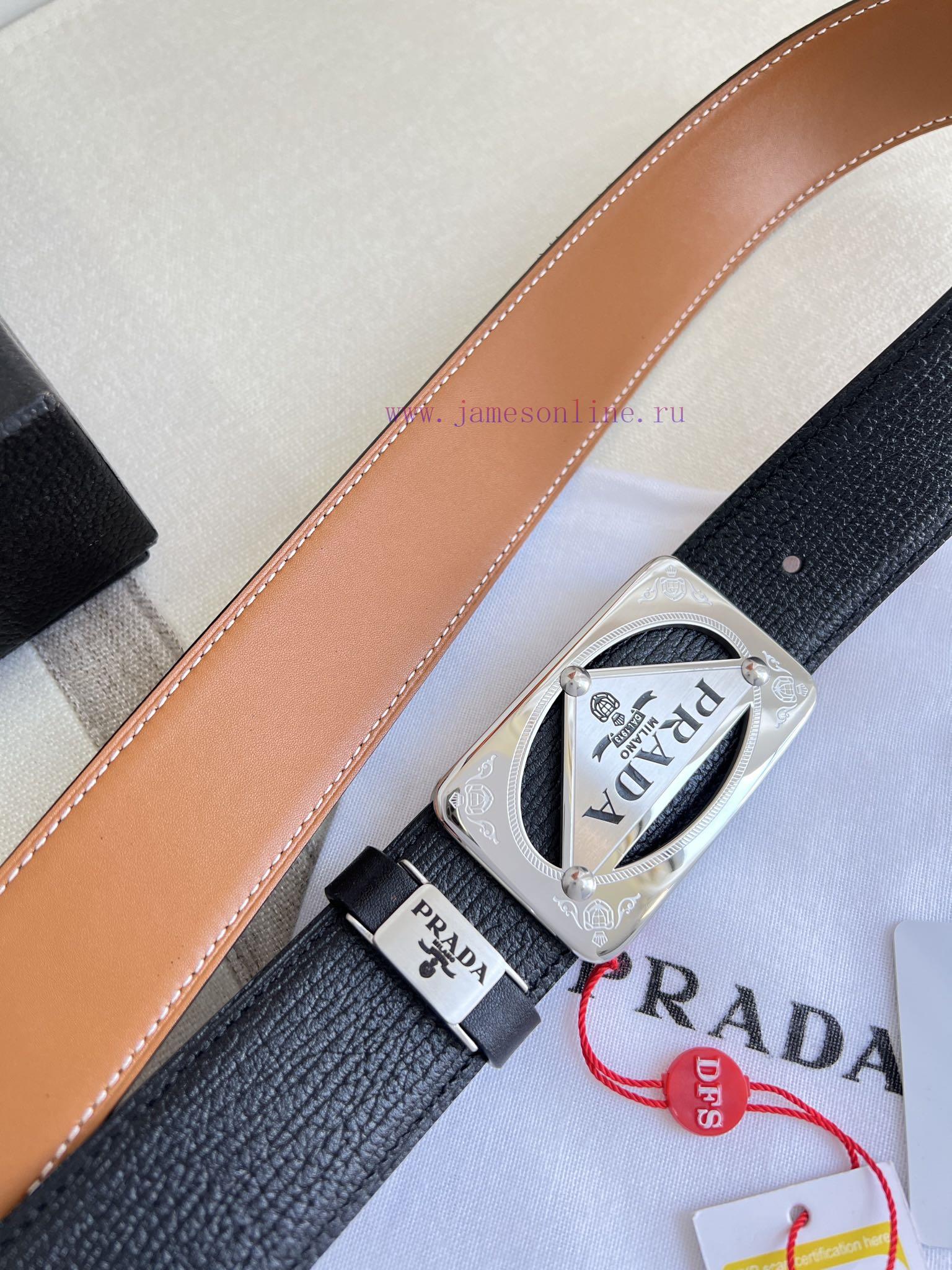 Prada PRADA ️ Belt and beltBuckle, classic pure steel material buckle, top layer cowhide, ph 523sck5r - Image 11