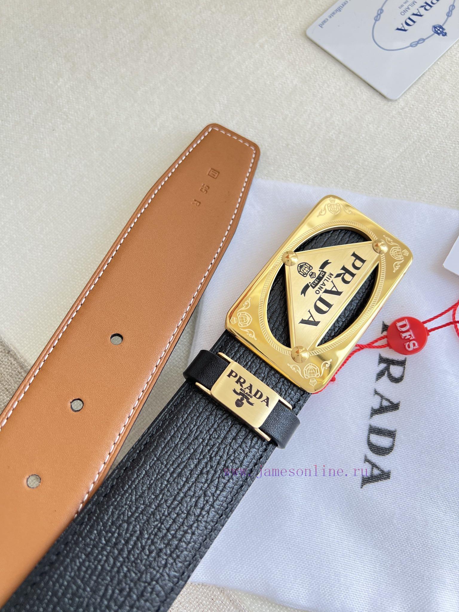 Prada PRADA ️ Belt and beltBuckle, classic pure steel material buckle, top layer cowhide, ph xim1nwz9 - Image 7