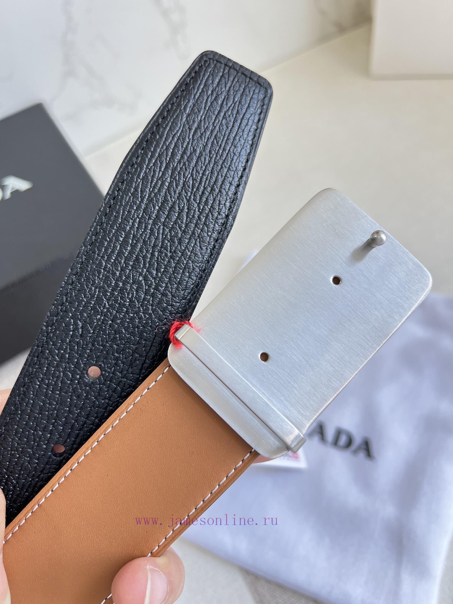 Prada PRADA ️ Belt and beltBuckle, classic pure steel material buckle, top layer cowhide, ph 523sck5r - Image 12