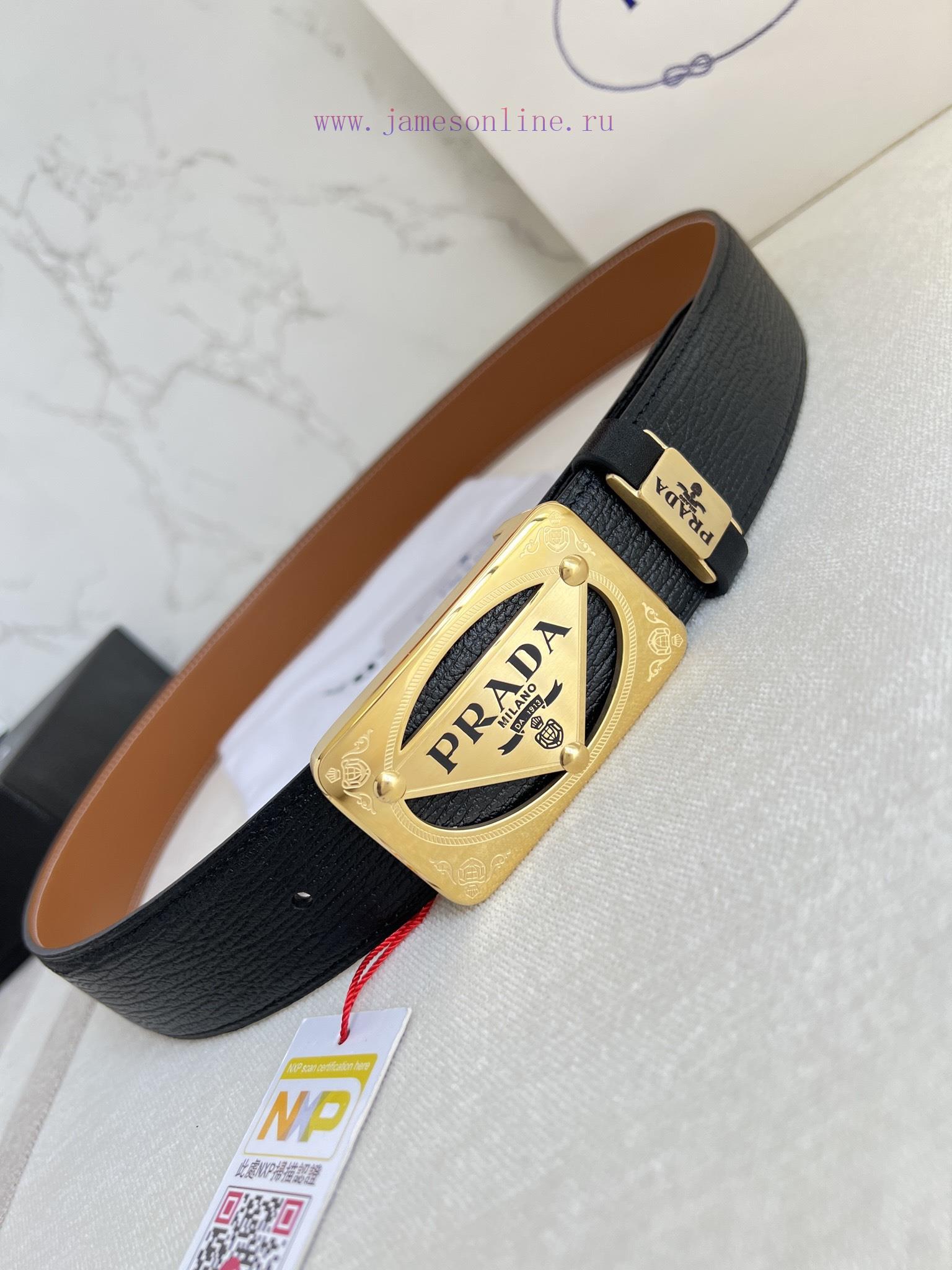 Prada PRADA ️ Belt and beltBuckle, classic pure steel material buckle, top layer cowhide, ph xim1nwz9 - Image 10