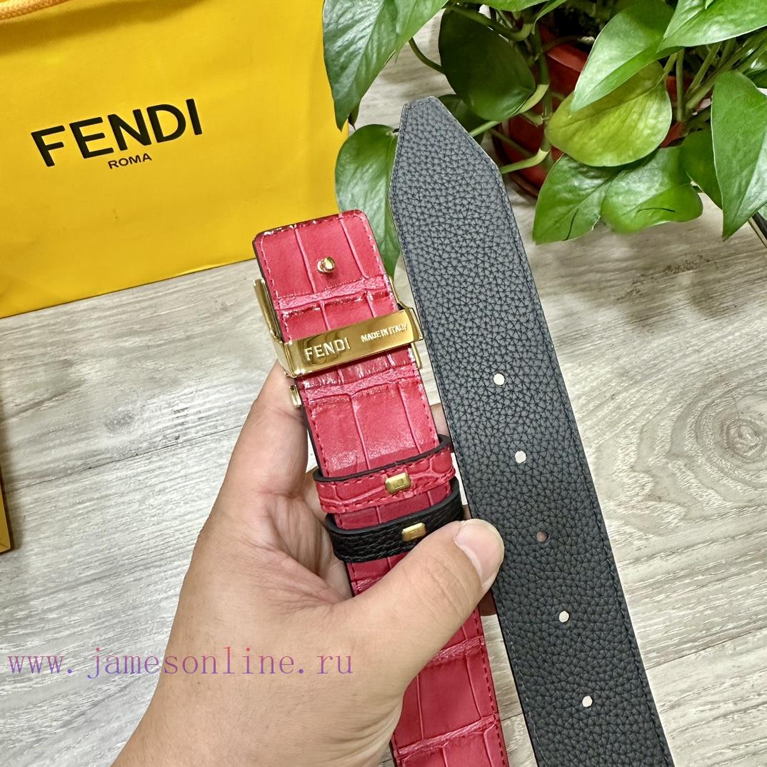 FENDL FendiThe full set of 40mm wide double-sided original calf leather with a single ruthen huhr0ymt - Image 6