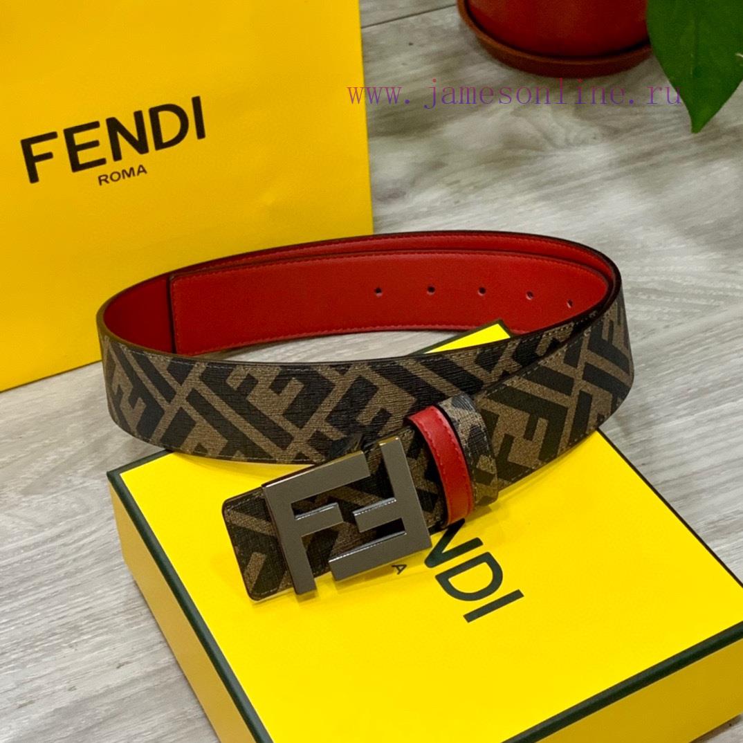 Comes with a complete gift boxFENDI style, width 4.0CM, double ring front and back waist bel fm13bkqo - Image 2