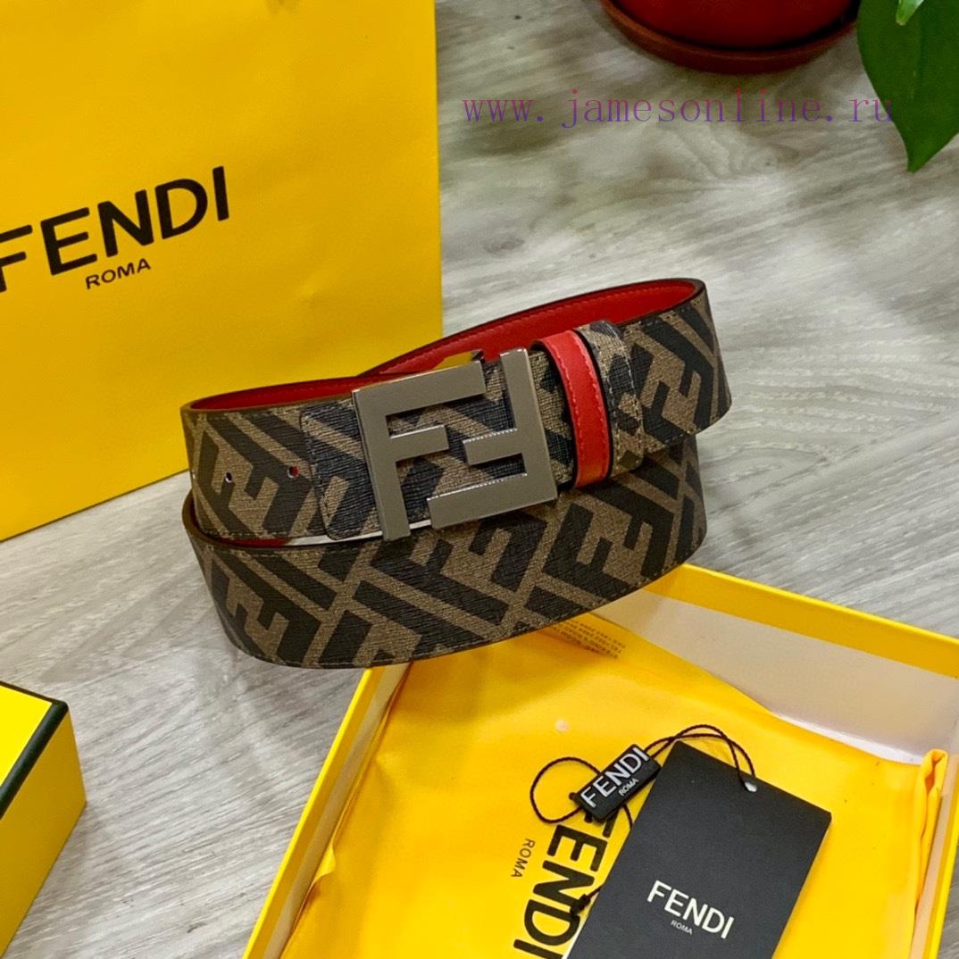 Comes with a complete gift boxFENDI style, width 4.0CM, double ring front and back waist bel fm13bkqo - Image 6