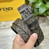 FENDI 3.5CM wide double ring front and back waist belt with FF nail buckle black Cuoio Roman fdlspofd