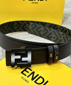 FENDI FendiFull set of the same width 4.0CM double ring front and back waist belt FF nail bu ersfuxit