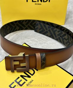 FENDI FendiFull set of the same width 4.0CM double ring front and back waist belt FF nail bu 3hr0isyj
