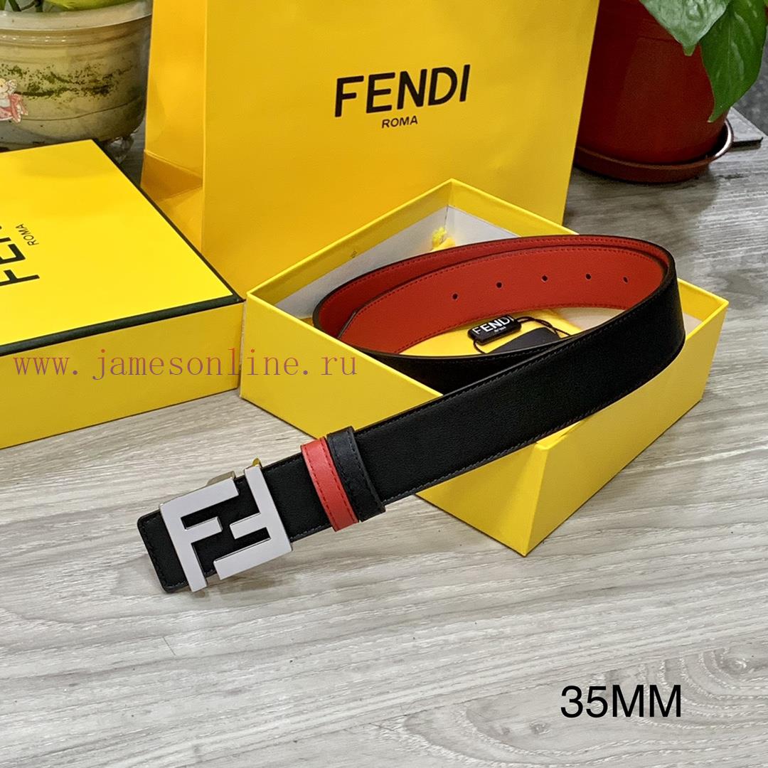FENDL 35MM wide double-sided original calf leather with a single ruthenium palladium plated 5ch632ev