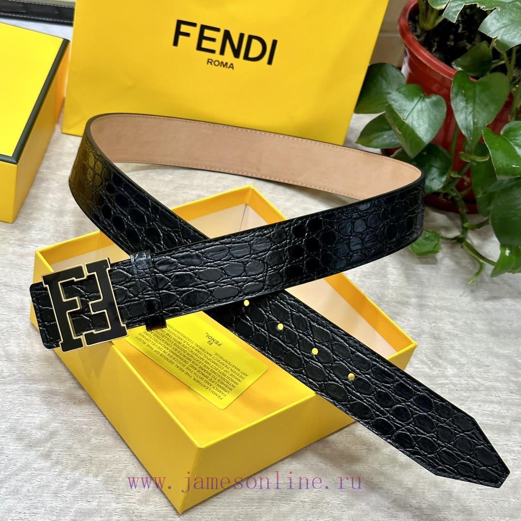 FENDL 40MM wide double-sided original calf leather with a single ruthenium palladium plated c03lv8rn