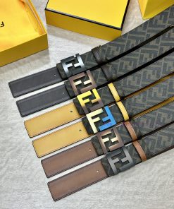 FENDI FendiFull set of the same width 4.0CM double ring front and back waist belt FF nail bu ii38wo9h