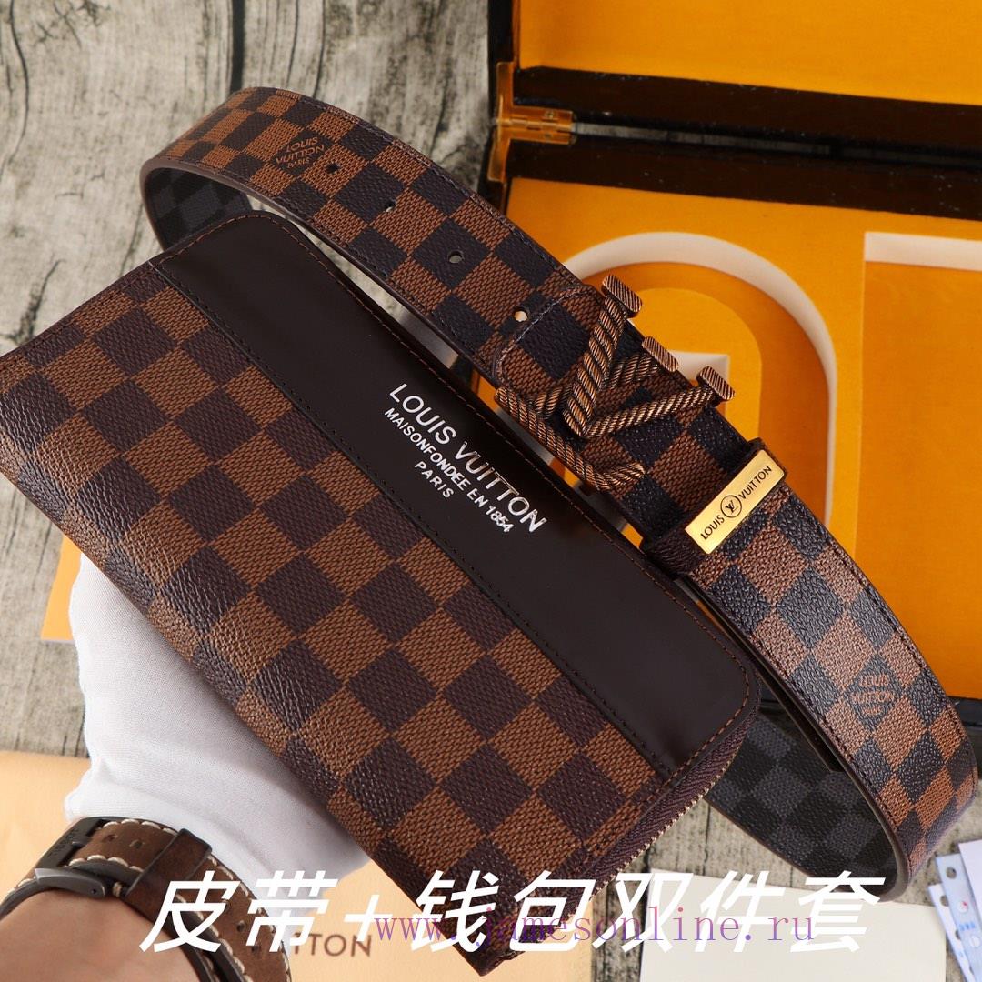 LV. Yilu Weideng Double Piece SetWooden box, belt+wallet, two-piece setGrade: Italian import 60dc0rxf