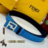 FENDL original custom sky blue FF Vertigo pattern leather with FF nail steel buckle, 40MM wi gncnqlt3