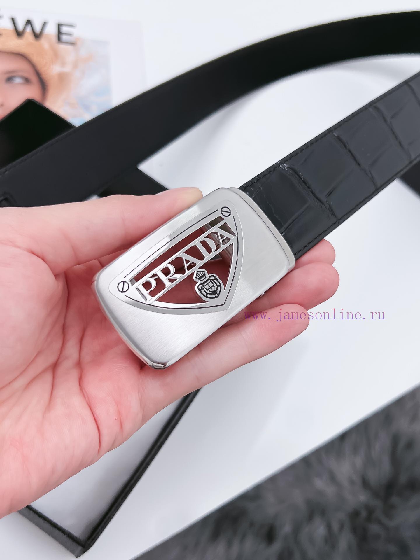 Prada stainless steel automatic buckle belt with a width of 3.5CM KGB2I180 quality style, hi 2hvf4ir5 - Image 5
