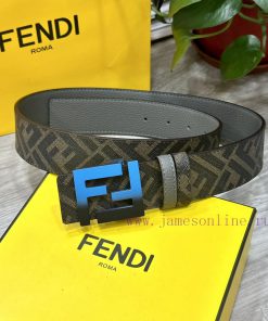 FENDI style, width 4.0CM, double ring front and back waist belt with FF nail buckle, dark bl 3k9xv84l