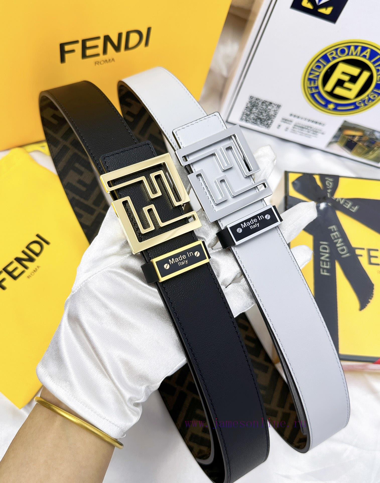 Belt FENDI Fendi ReproductionThe waistband is made of 100% cowhide, ensuring a double-layer xqwfoo4w - Image 2