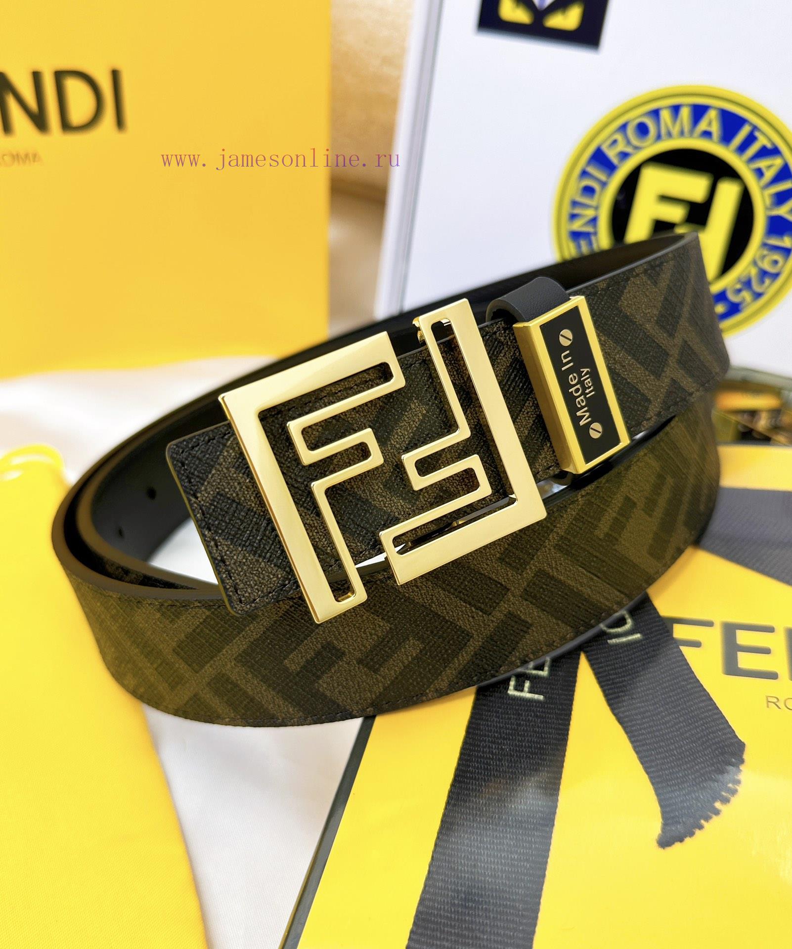 Belt FENDI Fendi ReproductionThe waistband is made of 100% cowhide, ensuring a double-layer xqwfoo4w - Image 3