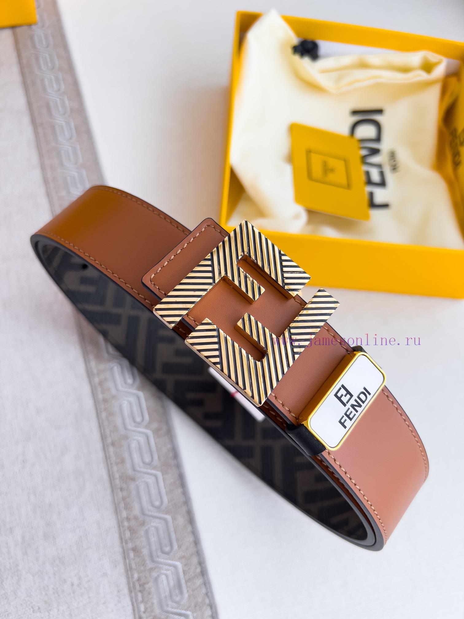 Fendi FENDI ️ Belt and beltBuckle, original classic pure copper boutique letter buckle, phot q5d40fir - Image 3