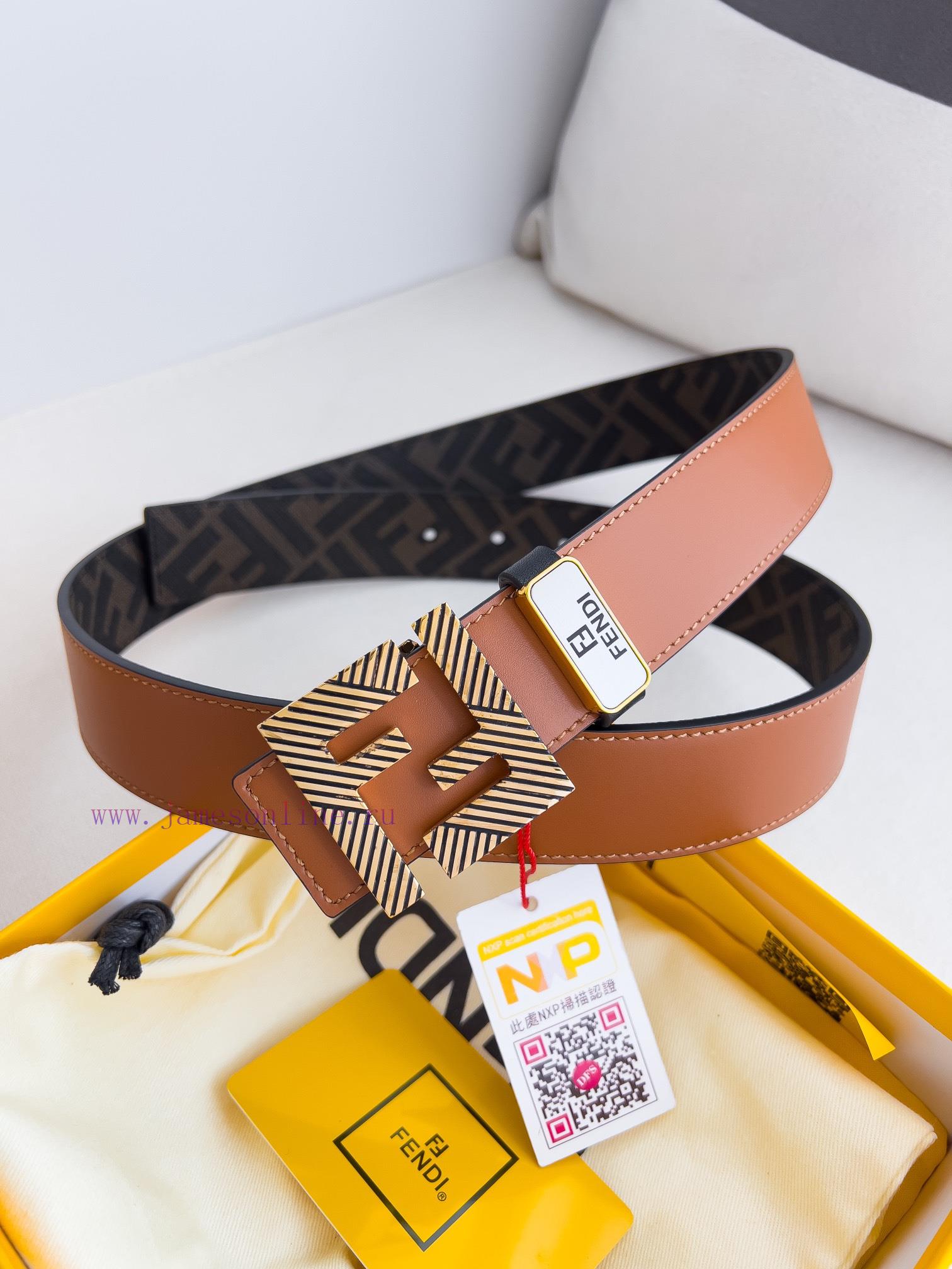 Fendi FENDI ️ Belt and beltBuckle, original classic pure copper boutique letter buckle, phot q5d40fir - Image 4