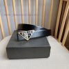 PRADA's belt is made of exquisite glossy embossed leather, presenting a simple and elegant s 760aof76