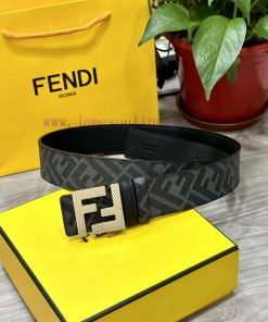 FENDI style with width of 4.0CM, double ring front and back waist belt, FF nail buckle, blac 57pl7cpy