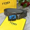 FENDI style, width 4.0CM, double ring front and back waist belt with FF nail buckle, dark bl b9pmprjk