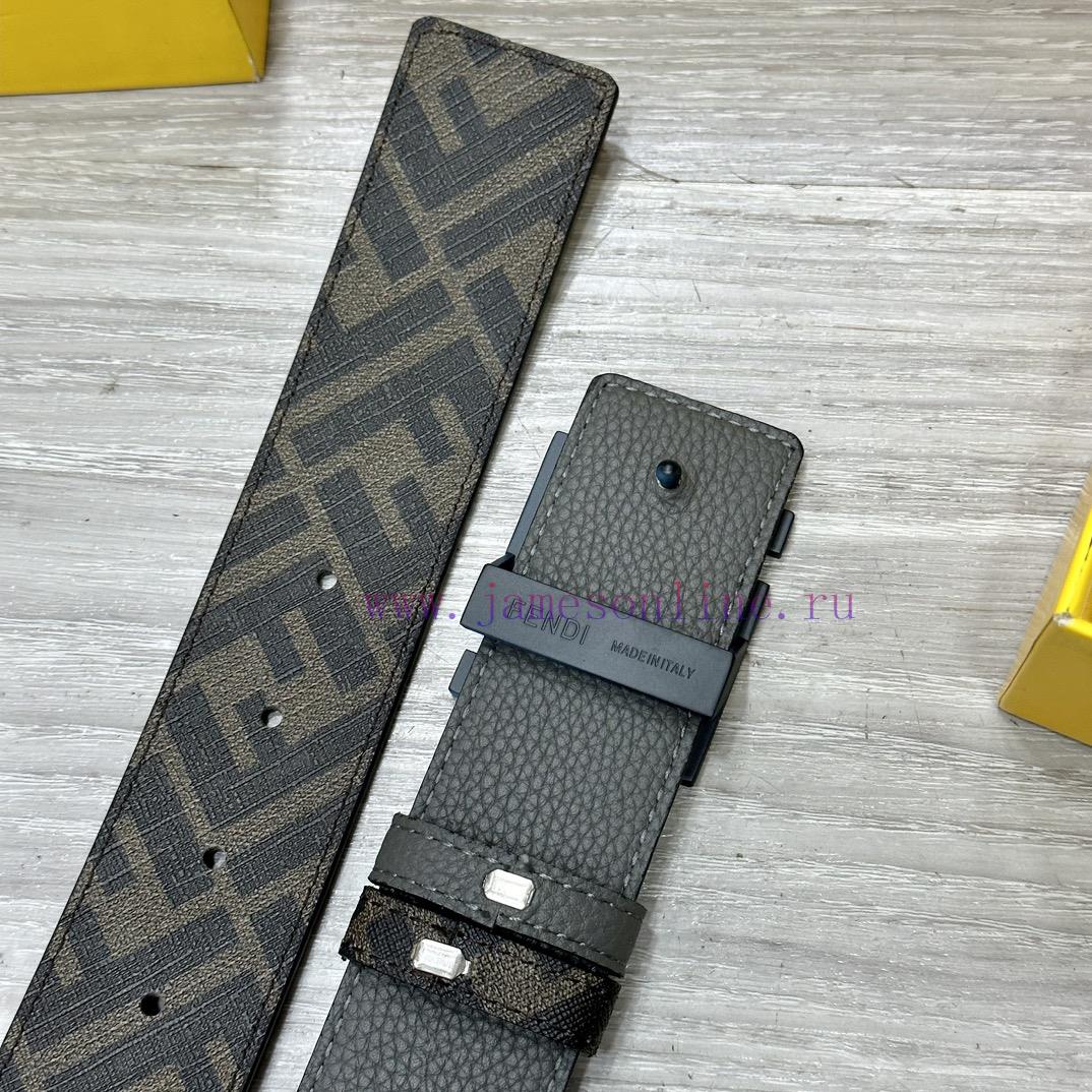 FENDI style, width 4.0CM, double ring front and back waist belt with FF nail buckle, dark bl b9pmprjk - Image 9