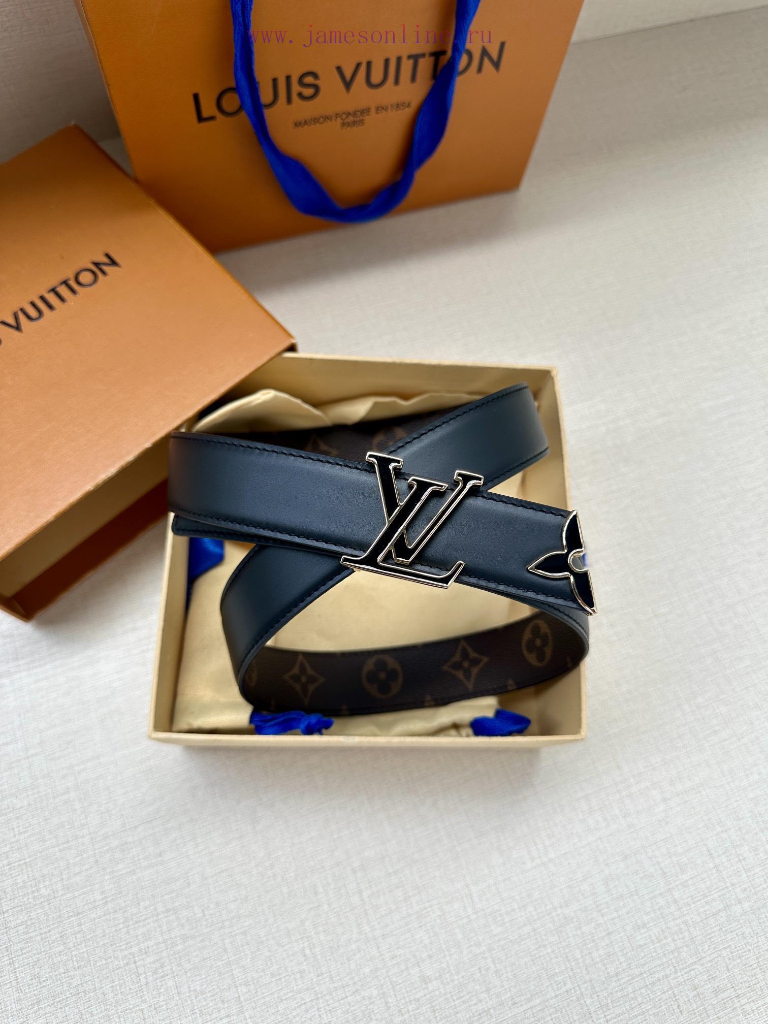 The 3.0-wide Pretty LV double-sided belt features a dazzling metal carved LV Initiales buckl lutmbpo6 - Image 5
