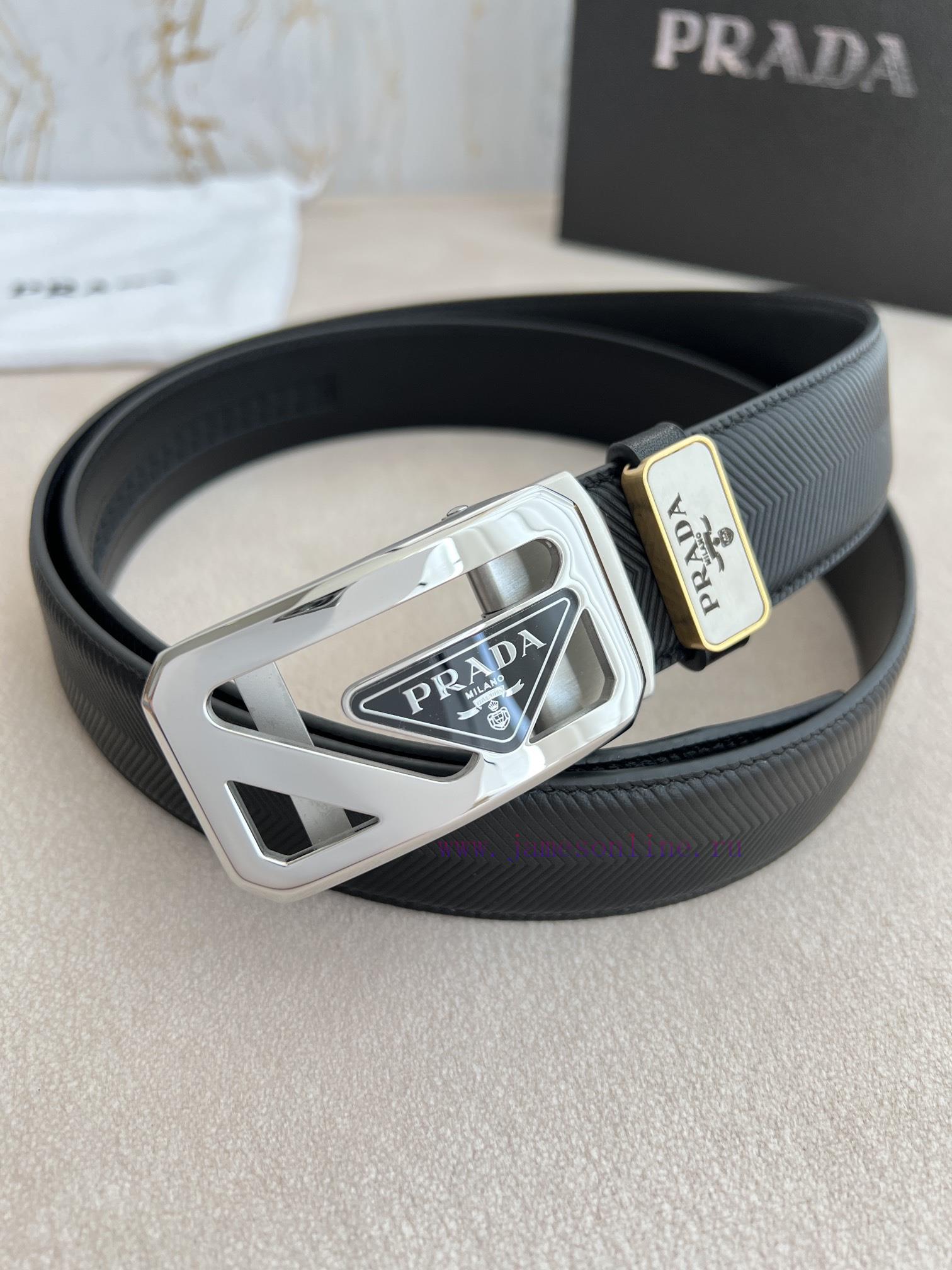 Prada PRADA Belt Automatic BeltAutomatic belt, classic acrylic pure steel material automatic wqoe51vp - Image 3