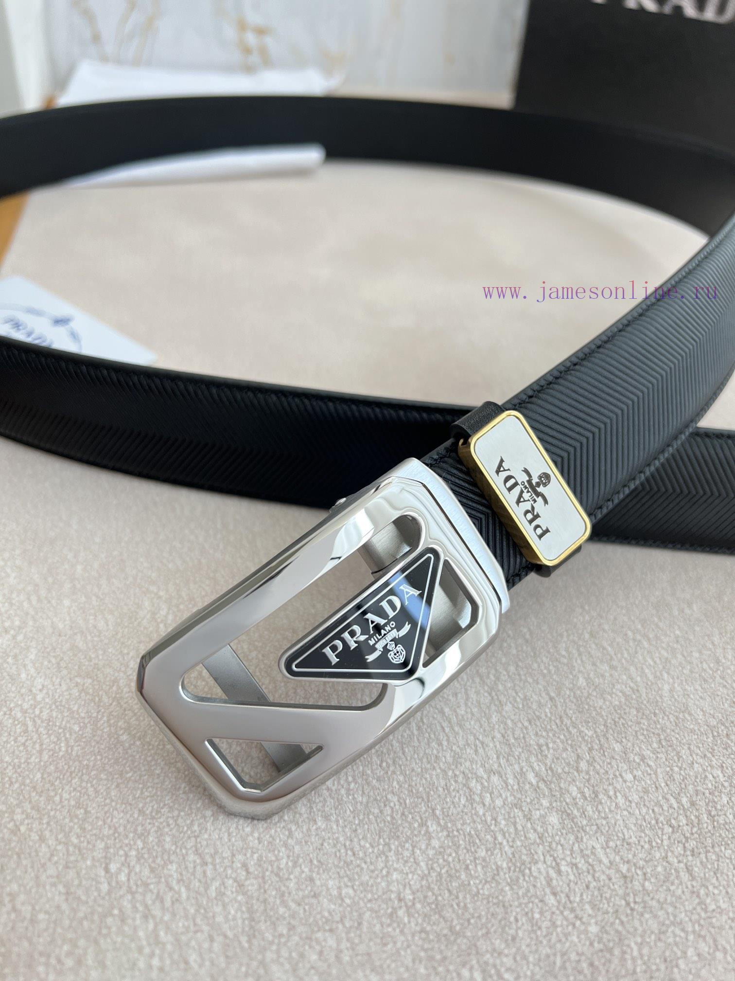 Prada PRADA Belt Automatic BeltAutomatic belt, classic acrylic pure steel material automatic wqoe51vp - Image 6