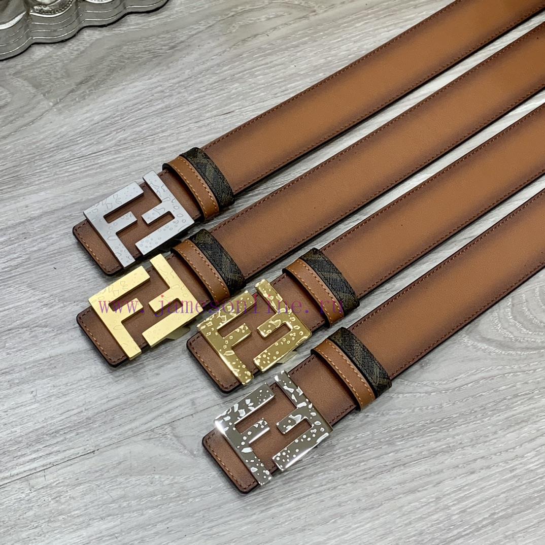 FENDI style with width of 4.0CM, double ring front and back waist belt, FF nail buckle, dual v7vvf5j6 - Image 10