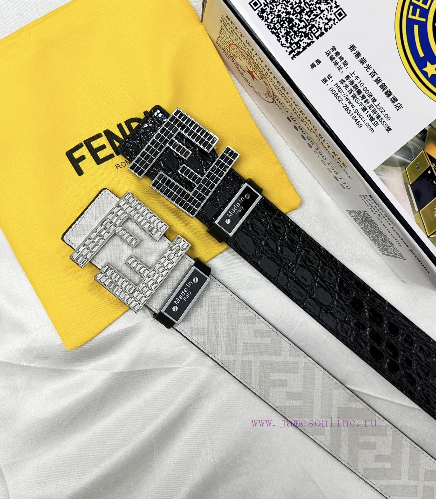 Belt FENDI Fendi ReproductionBelt made of 100% head layer cowhide with crocodile pattern, ev qgh8ymwg - Image 2