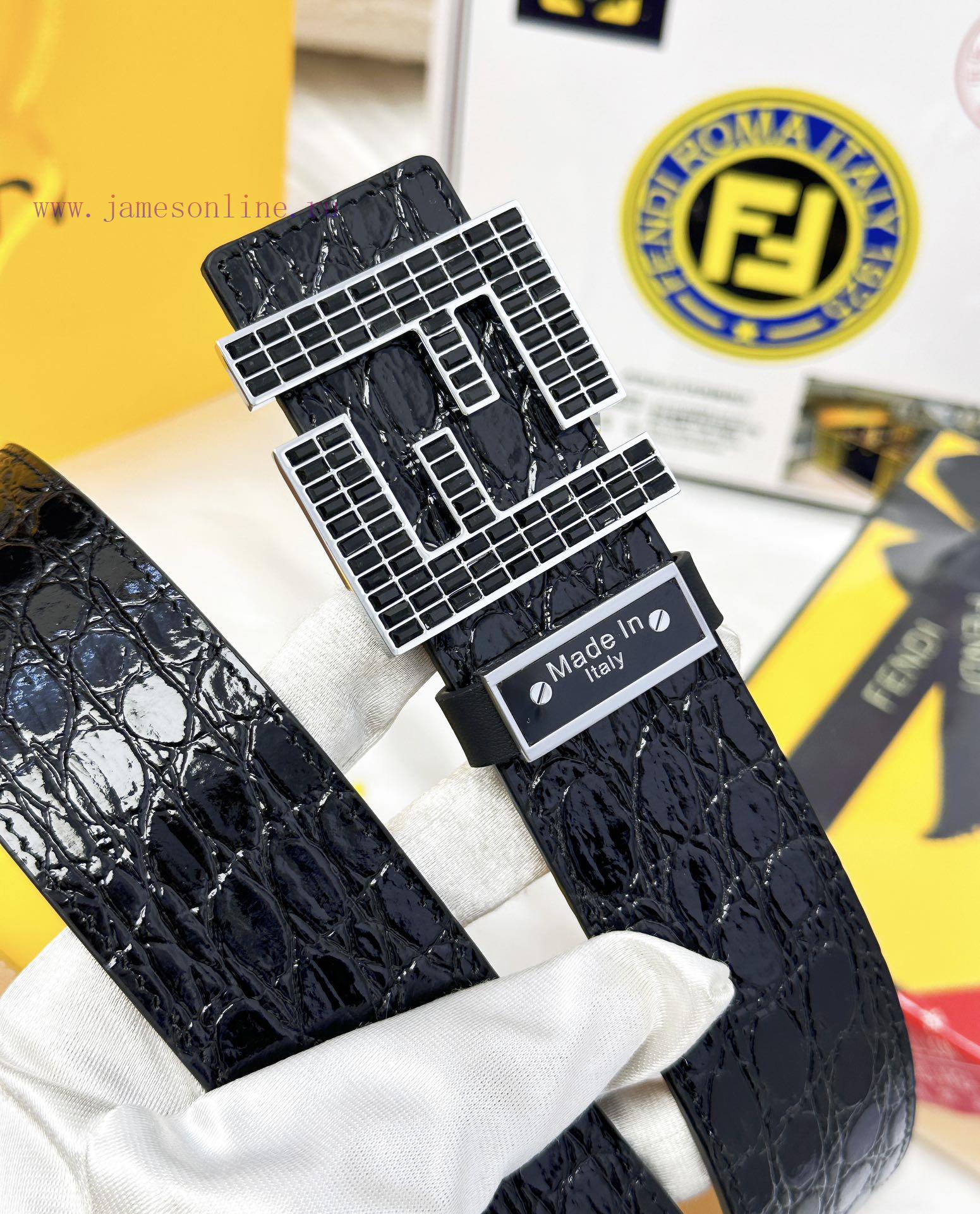 Belt FENDI Fendi ReproductionBelt made of 100% head layer cowhide with crocodile pattern, ev qgh8ymwg - Image 6