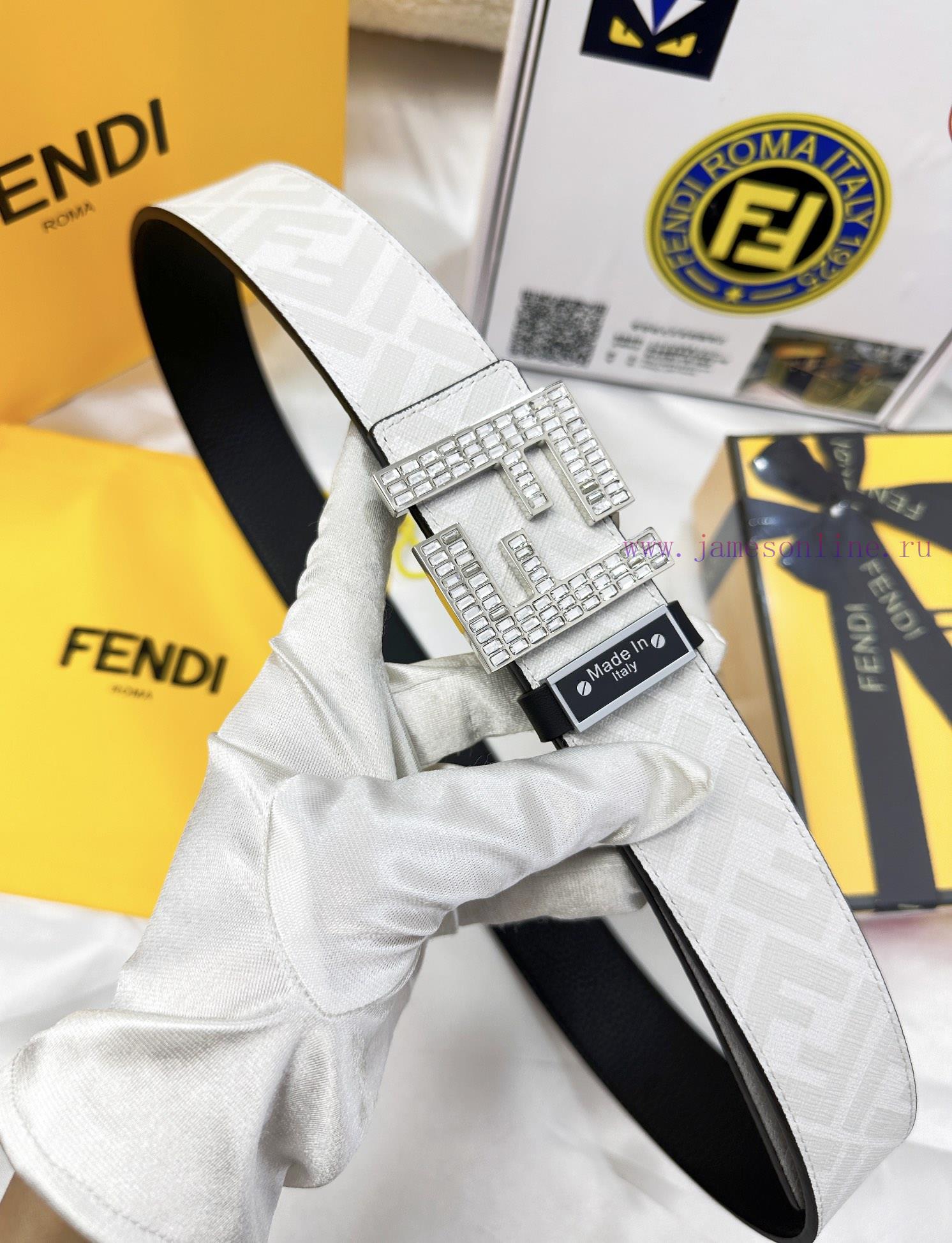 Belt FENDI Fendi ReproductionBelt made of 100% head layer cowhide with crocodile pattern, ev qgh8ymwg - Image 9
