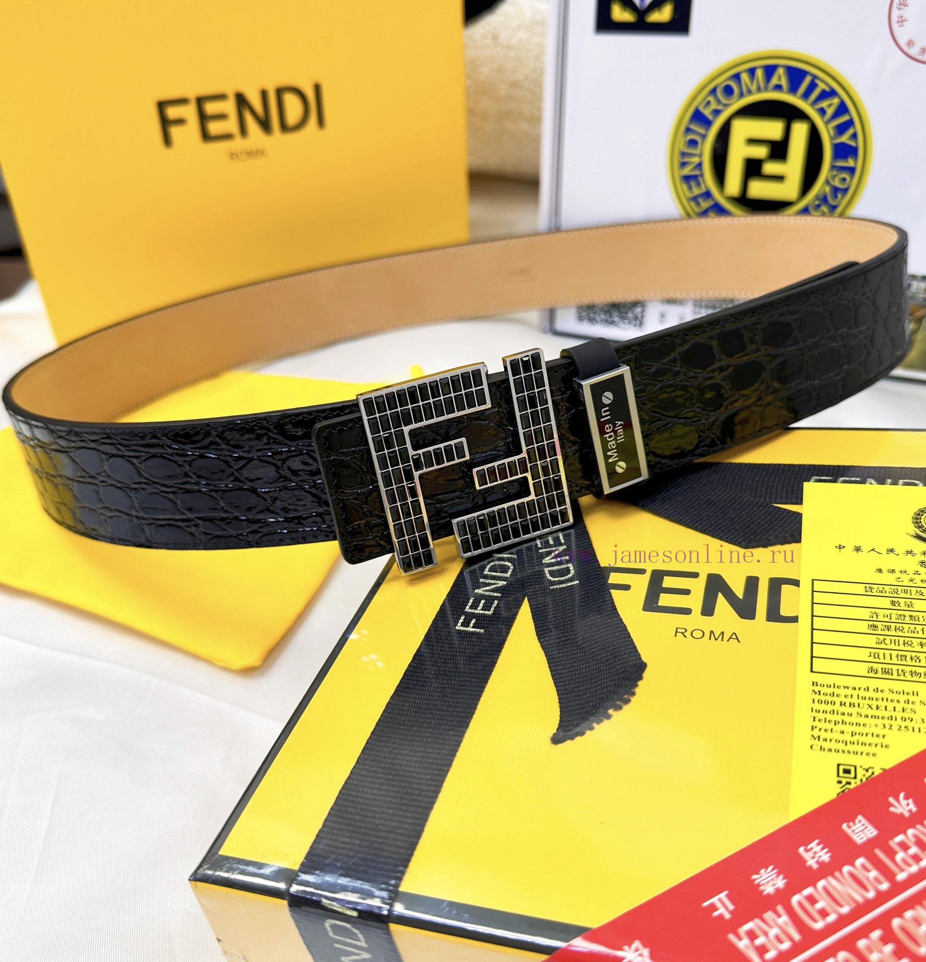 Belt FENDI Fendi ReproductionBelt made of 100% head layer cowhide with crocodile pattern, ev ijdmfxbn - Image 7