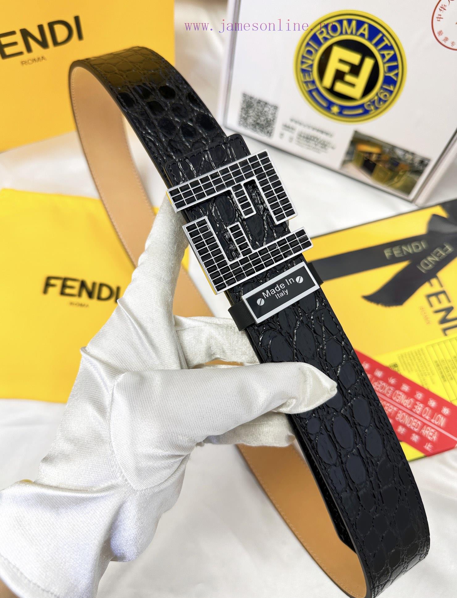 Belt FENDI Fendi ReproductionBelt made of 100% head layer cowhide with crocodile pattern, ev qgh8ymwg - Image 10