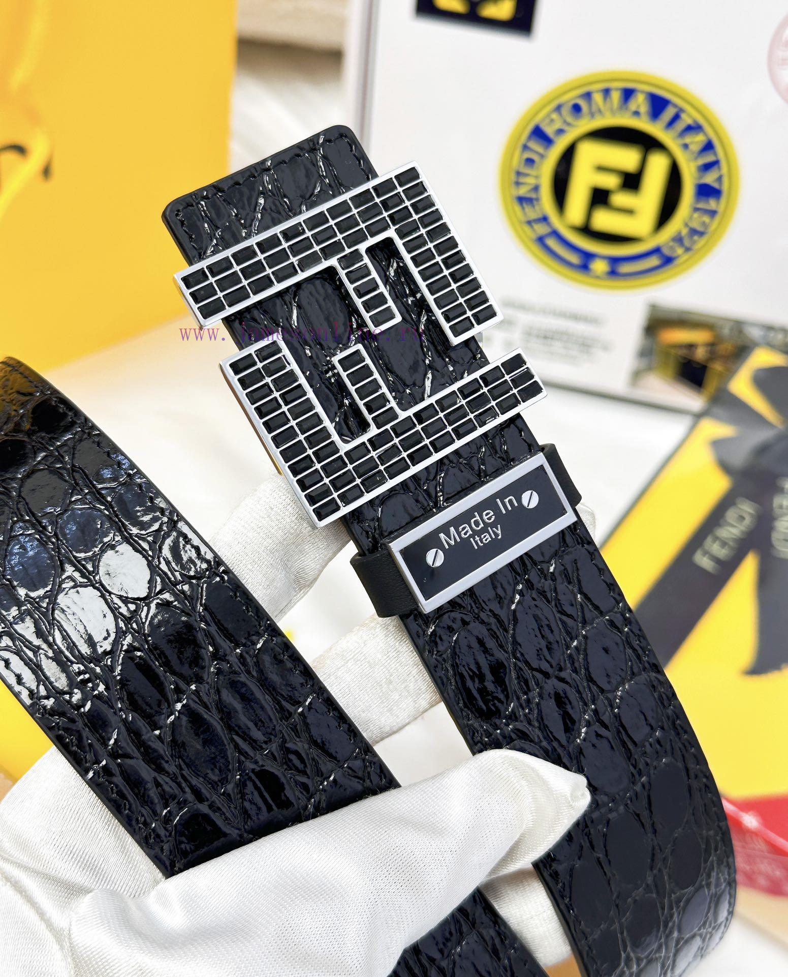 Belt FENDI Fendi ReproductionBelt made of 100% head layer cowhide with crocodile pattern, ev ijdmfxbn - Image 8