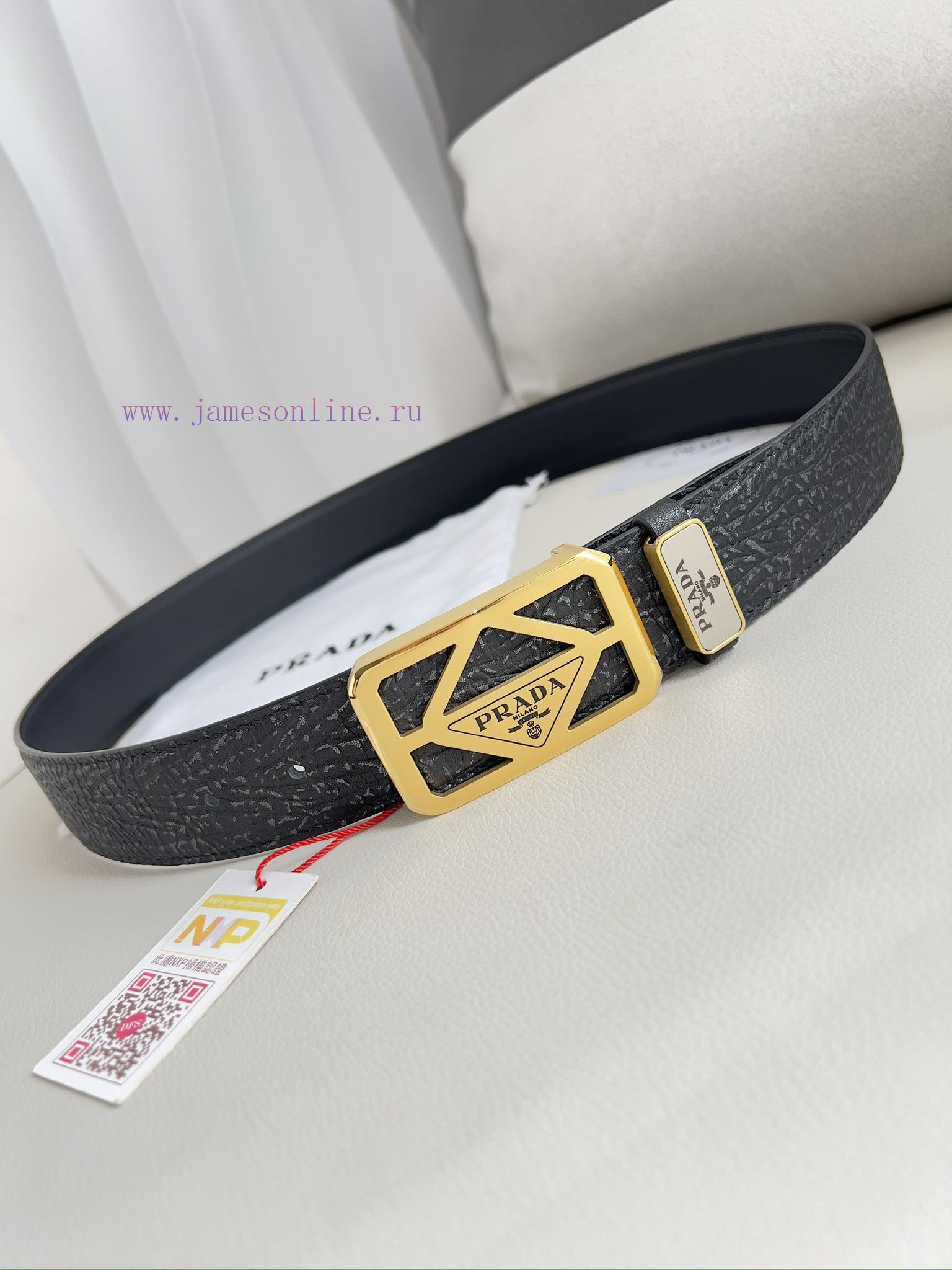 Prada PRADA ️ Belt and beltBuckle, classic pure steel material buckle, top layer cowhide, ph qxdzbnj9 - Image 7