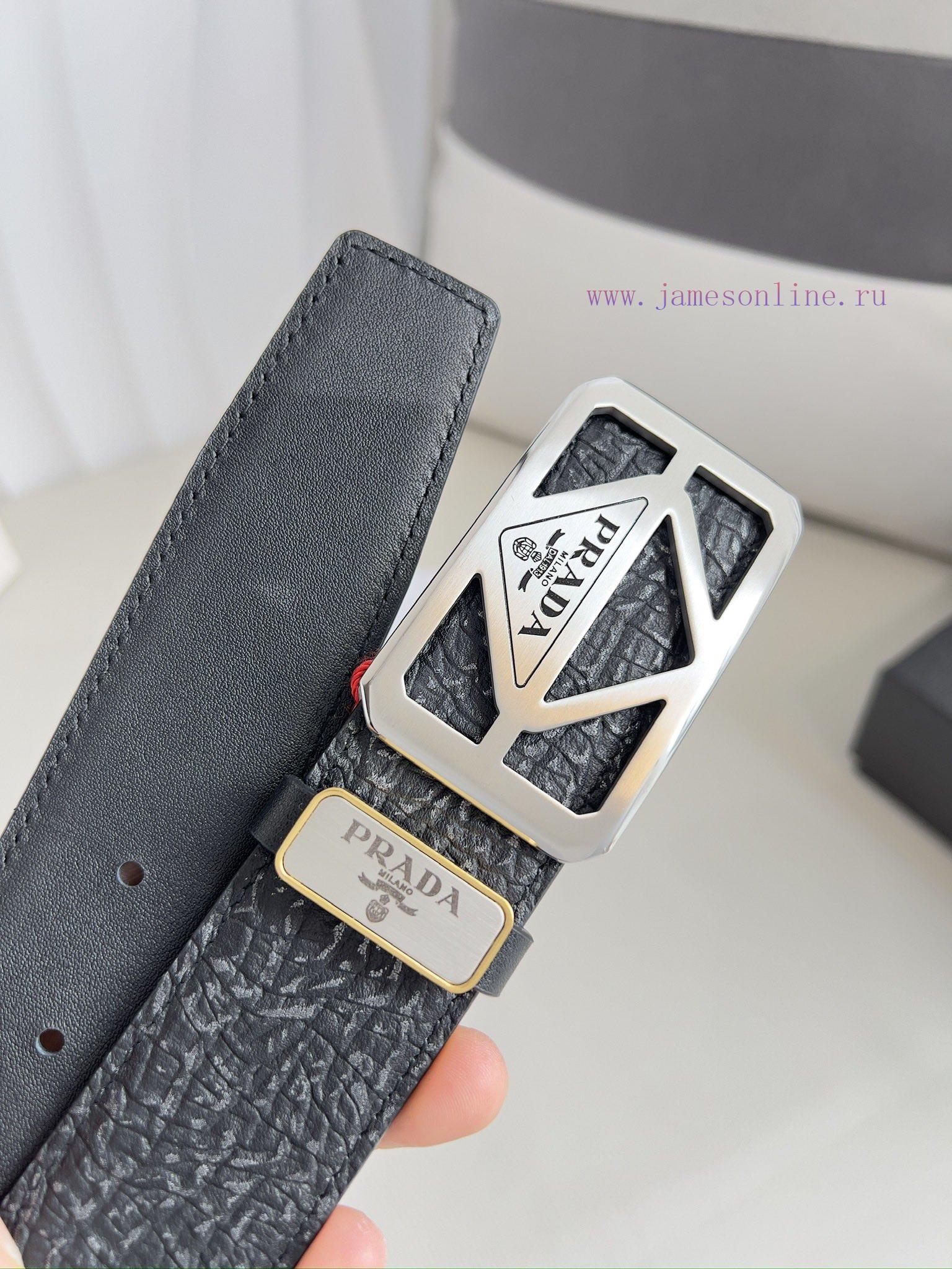 Prada PRADA ️ Belt and beltBuckle, classic pure steel material buckle, top layer cowhide, ph qxdzbnj9 - Image 8