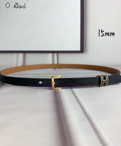 Herm è s Women's Needle Buckle Belt Imported Head Layer Leather Black Palm Pattern Face with 9bdxykf6