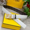 FENDI style, width 4.0CM, double ring front and back waist belt with FF nail buckle, white C 8iaw8f5m