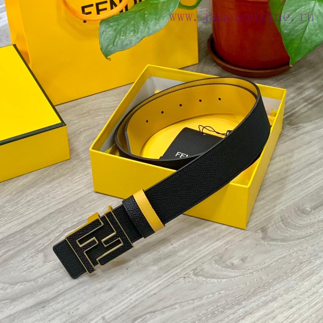 ️FENDL 40MM wide double-sided original calf leather with a single ruthenium palladium plated l9u83h9k - Image 5